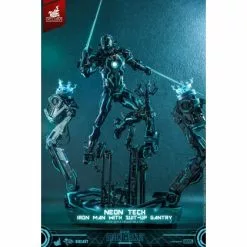 Neon Tech Iron Man With Suit-Up Gantry (Special Edition) - Hot Toys MMS672D50 Iron Man 2 Event Exclusive